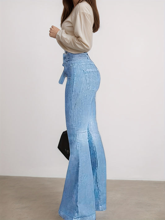 High Waisted Flared Jeans -2025 Women's Flared Jeans Elastic Wide Leg Jeans, High Waisted Design, Showcasing Perfect Curves. High Quality Fabrics Are Soft, Breathable, And Elastic, Making Them The Bes