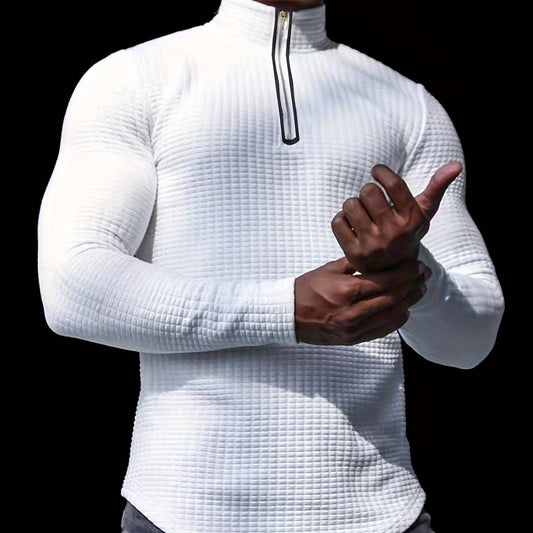 Men's Outdoor Stand Up Neck Half Zipper Training T-shirt